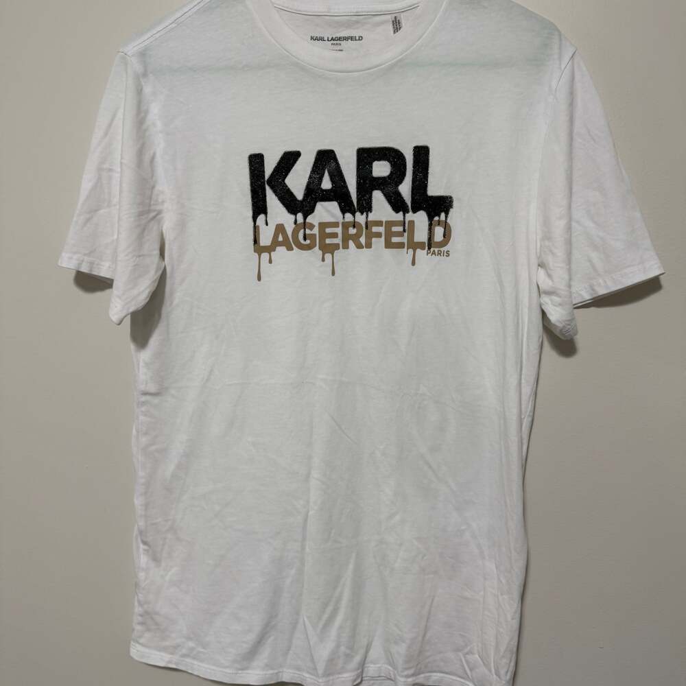 Karl Lagerfeld Paris Drip Logo Graphic Tee Shirt